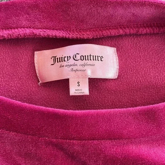EUC Juicy Couture Velour Lounge Sleepwear Pajama Set Spellout Logo Pink Size S - Picture 3 of 10